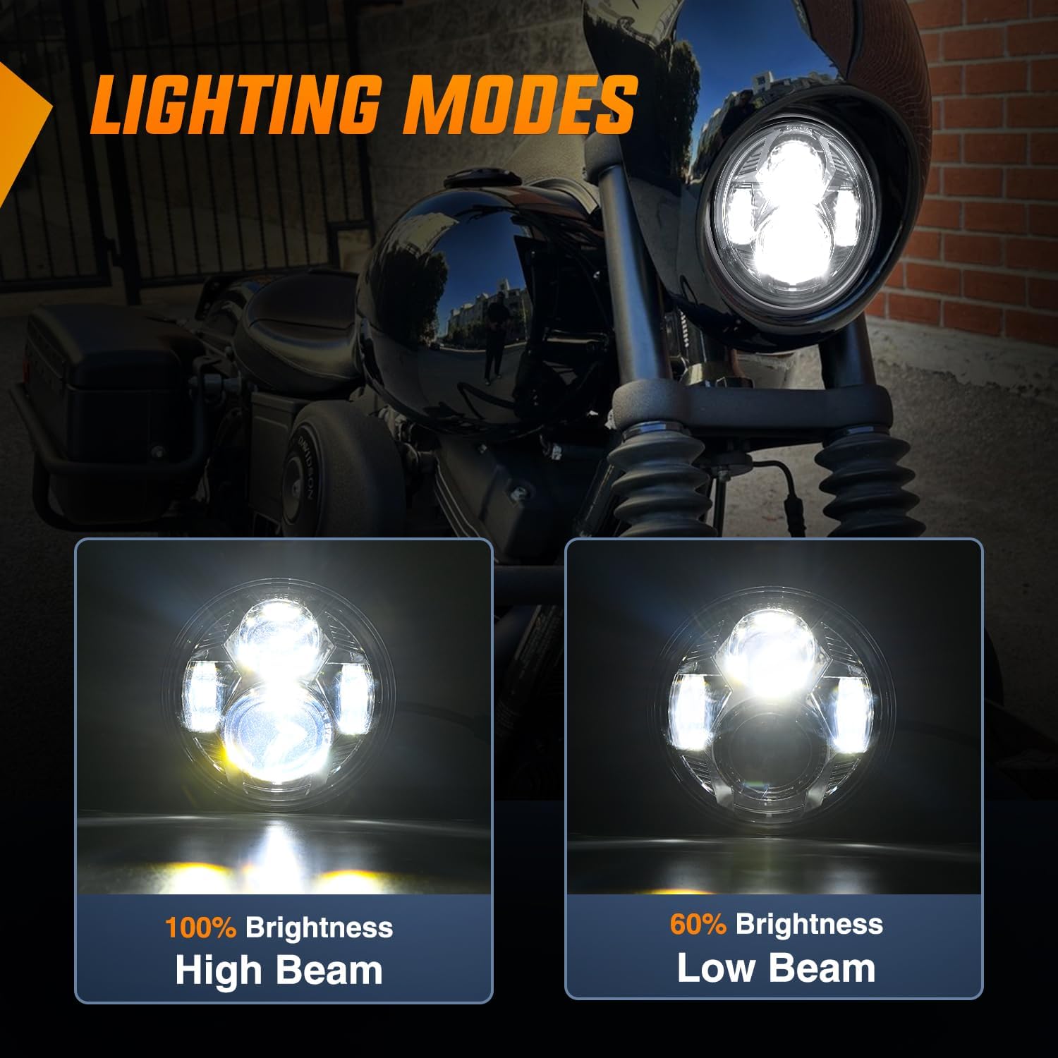 Motorcycle 5.75Inch Black LED Headlights Nilight
