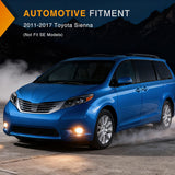 Fog Lights Assembly Compatible with 2011 2012 2013 2014 2015 2016 2017 Toyota Sienna Base LE XLE (Not Fit SE Models) w/H11 12V 55W Bulbs Driver and Passenger Side Clear Lens Black Bezel