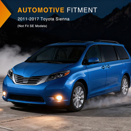 Fog Lights Assembly Compatible with 2011 2012 2013 2014 2015 2016 2017 Toyota Sienna Base LE XLE (Not Fit SE Models) w/H11 12V 55W Bulbs Driver and Passenger Side Clear Lens Black Bezel