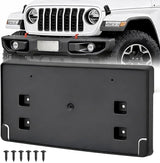 Front License Plate Bracket for JL 2018-2026# 68295610AA CH1068150 | for 2018-2021 2022 2023 2024 2025 2026 Jeep Wrangler JL JLU & Gladiator JT Black only for Steel Bumper