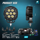 LED Pod Light 2 PCS 4.1 Inch 35 W 7 LED Round Hyper Spot Beam Offroad Driving Lights w/16 AWG Rocker Switch Wiring Harness Kit for Truck Motorbike Boat ATV UTV