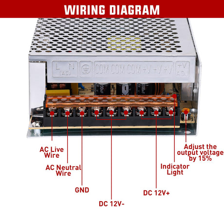 AC 110V/220V to DC 12V Voltage Converter 20A 240W Switching Power Supply Adapter Transformer Low Voltage Output LED Driver for LED Strip Light Radio CCTV Camera Security Video System