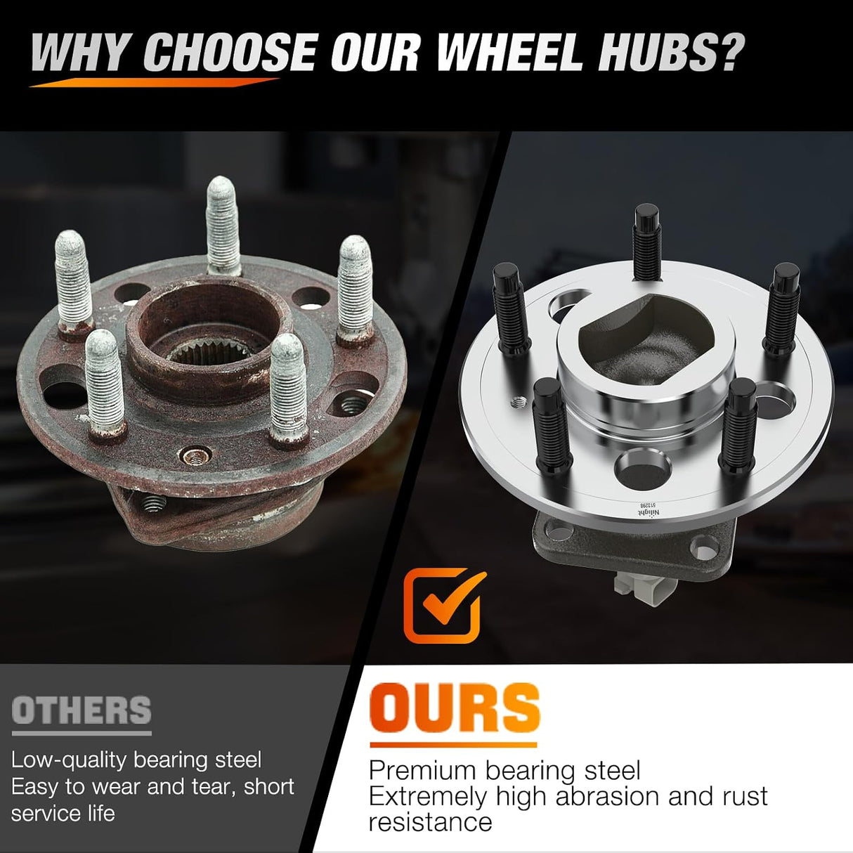 Rear Wheel Bearing Hubs for Chevy Impala 2000-2013 FWD | For 2005-2009 Buick Allure Lacrosse, 1997-2002 Buick Century, 1997-2004 Buick Regal, 1997-2005 Chevy Venture-2Pack