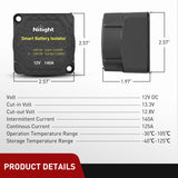 12V 140AMP Dual Battery Isolator Voltage Sensitive Relay Smart VSR Dual Battery Automatic Charger Relays Auto Disconnect Switch Waterproof for Truck Van RV ATV UTV Boat Can Am