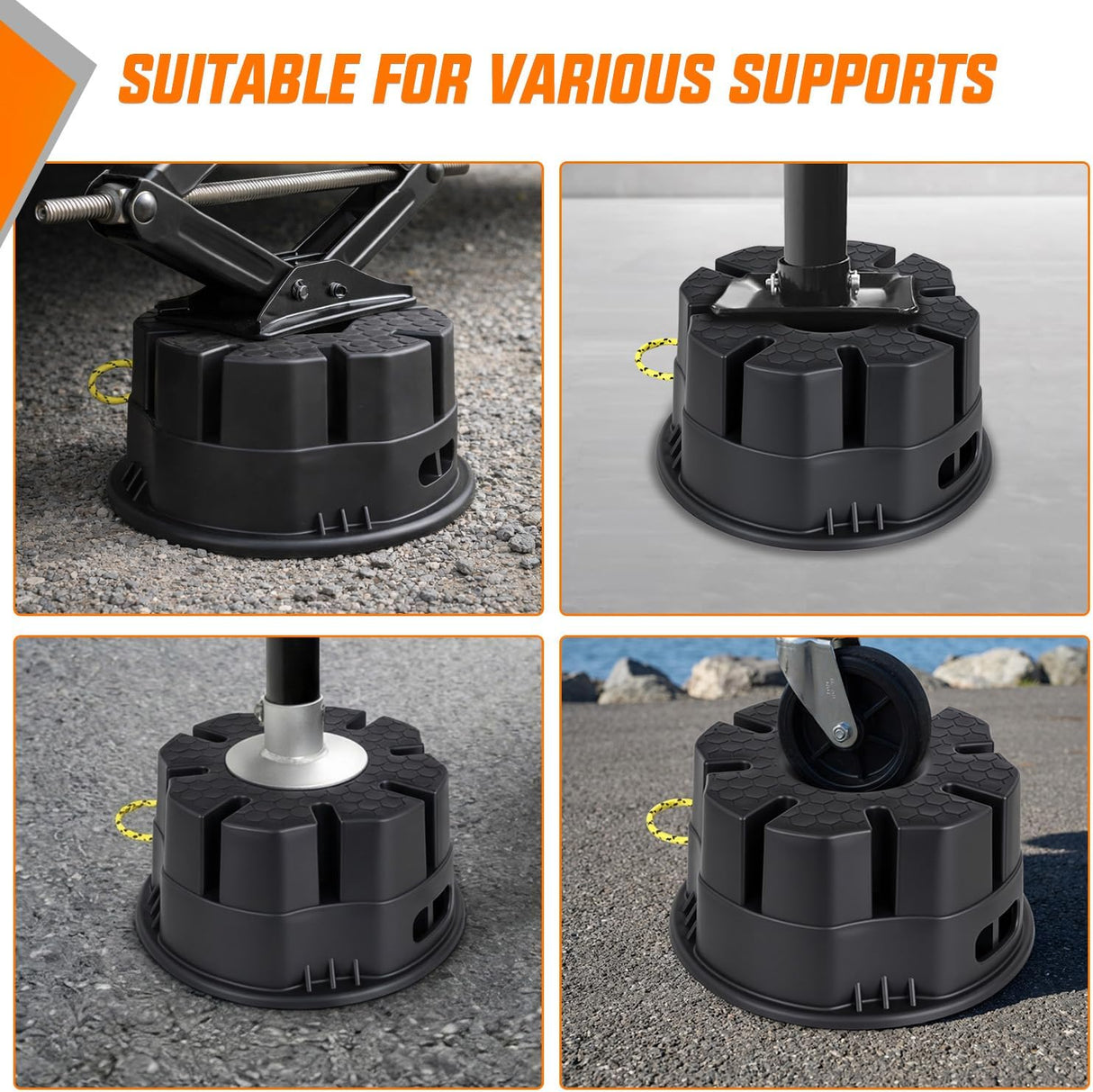 Trailer Jack Block, 6 Inch RV Camper Stabilizer Blocks for Travel Trailer with Bag, Heavy Duty RV Leveling Block with 40000lbs Capacity Universal for Tongue Jack Post Foot 5th Wheels Black 2 Pack