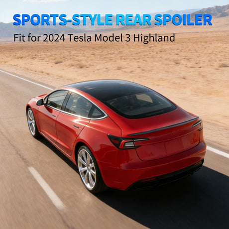 Spoiler Fit for Tesla Model 3 Highland 2024 2025 2026 Spoilers for Cars Rear Spoiler Wing Sporty Rear Trunk Lip Exterior Accessories No-Drill Installation ABS Carbon Fiber Pattern, Matte Black