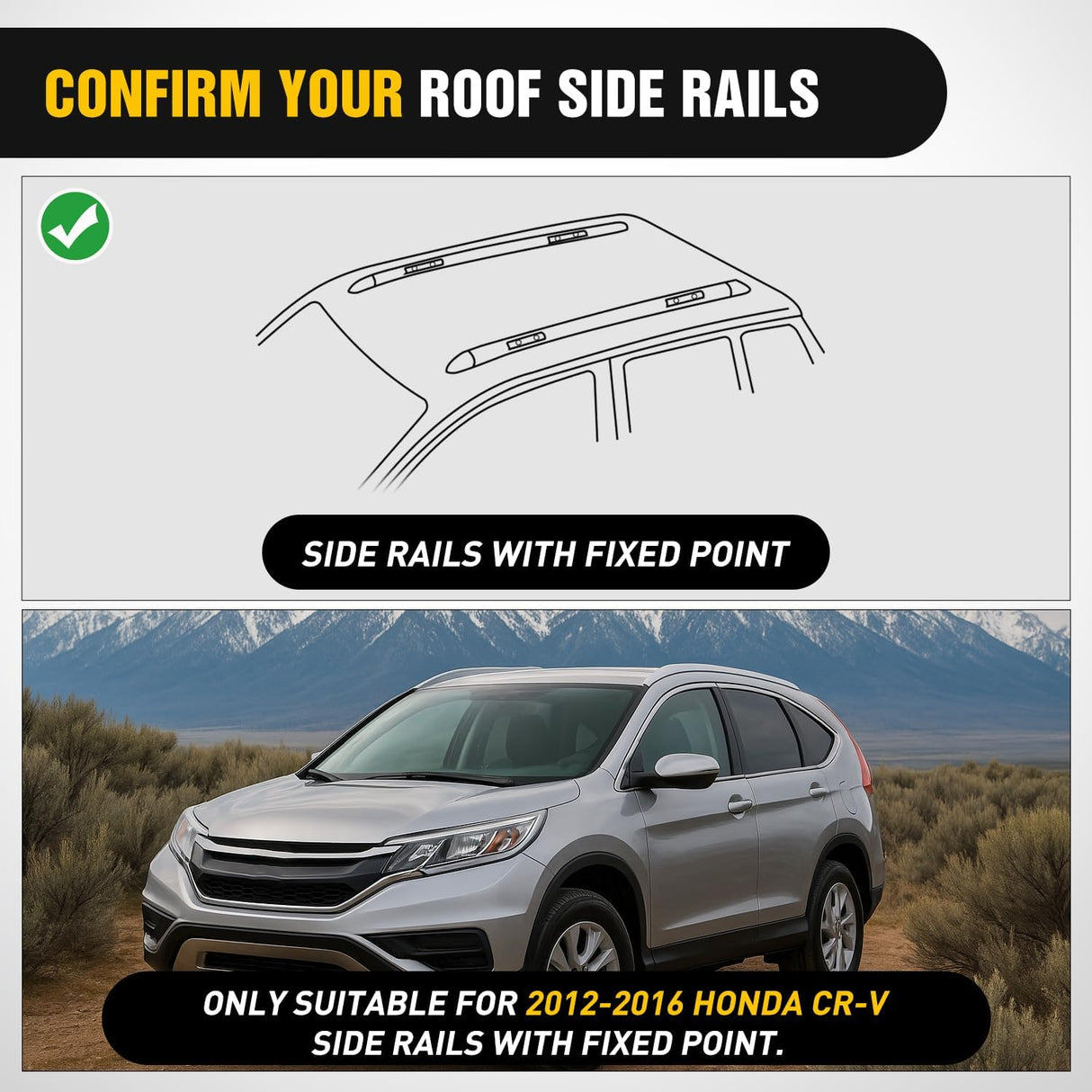 Roof Rack Cross Bars Compatible with Honda CR-V 2012 13 14 15 2016 with Factory Side Rails, Adjustable Aluminum Less Wind Noise Car Crossbars for Cargo Carrier Luggage Box Kayak Tent Snowboard