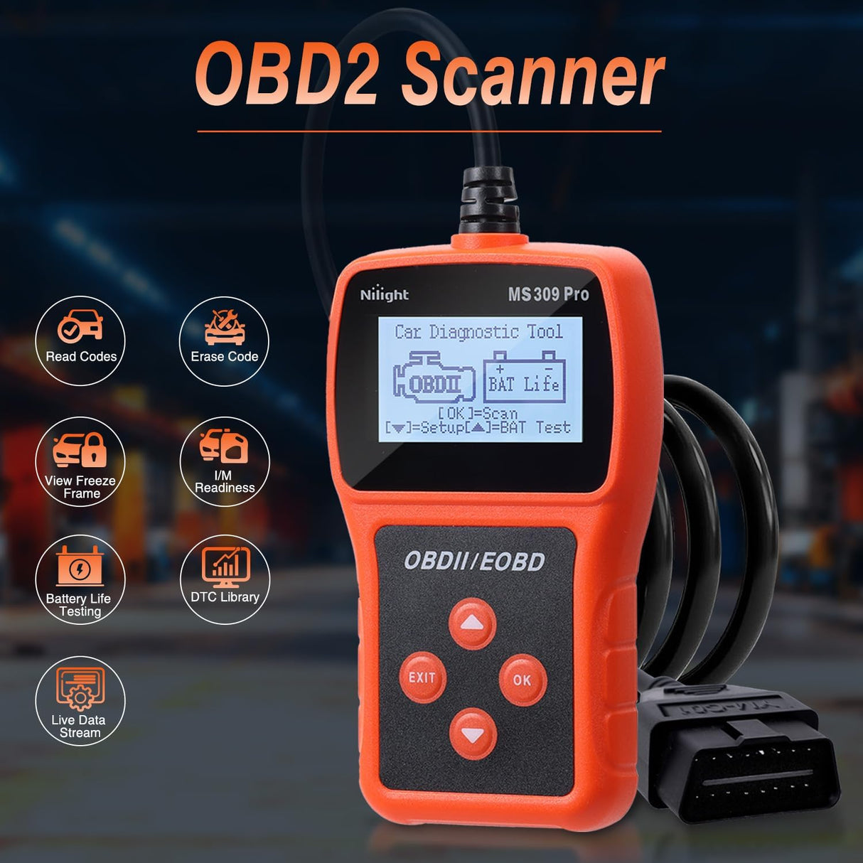 MS309pro Classic Universal OBD2 Scanner - Upgraded 2.4 Inch Screen Car Engine Fault Code Reader - Reliable CAN Diagnostic Scan Tool to Read and Clear Error Codes Fast, All Vehicles After 1996