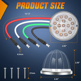 Dual Color Watermelon Light 2PCS 17 LED Amber Green Marker Lights | Stainless Bezel Side Marker Clearance Turn Signal 4 Pin IP68 Waterproof Fits Trailers Trucks Campers RVs ATVs UTVs Boats
