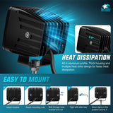 LED Pods 3 Inch 18W Cube Flood Offroad Work Light with RGB Halo Strip Multi Chasing Flash Strobe Mode APP & Remote Control IP67 Waterproof for Truck Pickup Golf Cart SUV ATV UTV 4x4 Van Camper