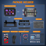 6 Gang Switch Panel 12V 24V Universal Circuit Control Relay System with RGB Backlight APP Fuse Wiring Harness Automatic Dimmable ON Off LED Switches Pod for Car Pickup Truck Camper SUV