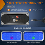 2PCS Blue Strobe Wireless Magnetic Lights Portable Warning Hazard Light Surface Mount Waterproof 5 Patterns for 12V 24V Off Road Eergency Vehicles