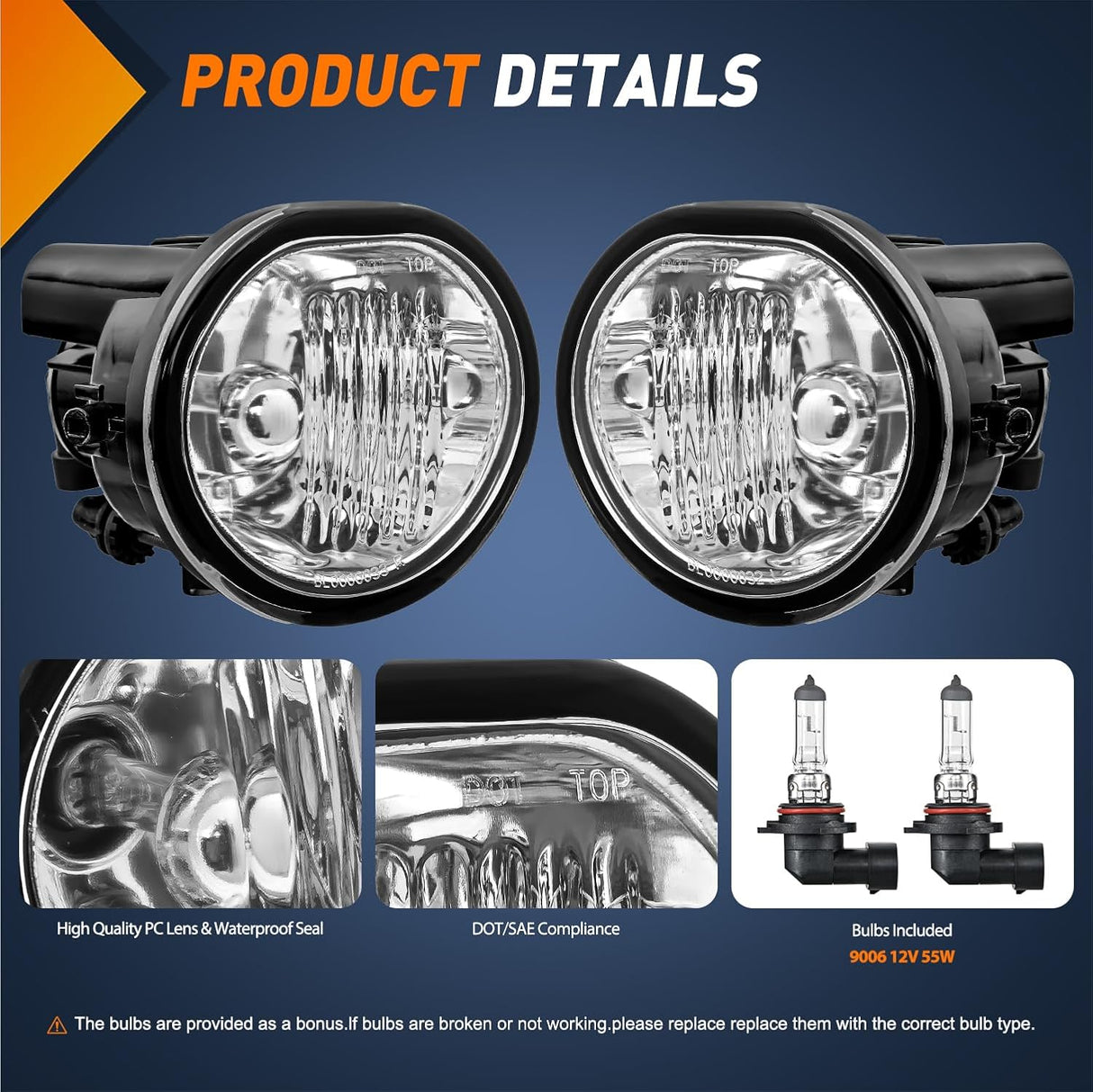 Fog Lights Assembly Compatible with 2003 2004 2005 2006 2007 2008 Toyota Matrix 2003-2008 Pontiac Vibe 2004-2010 Scion TC Clear Lens w/9006 12V 55W Bulbs