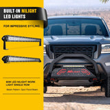 Bull Bar with Light Compatible with Nissan Frontier 2005-2021 (Tow Hooks Must be Removed) Front Bumper Grille Brush Push Guard with Skid Plate Licence Hole Black