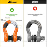 3/4 Inch D Ring Anti-Theft Shackle Tow Hook Jeep Truck SUV ATV UTV | Off Road Recovery Gear 19T 41,887 lbs Break Strength 4.75T WLL Rust-Resistant Anti-Rattle Isolators Heavy Duty Orange 2pack