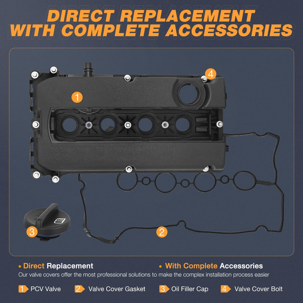 Engine Valve Cover Set for Chevy Cruze 2010 2011 2012 2013 2014 2015 2016, Sonic 2012-2018, Trax 2013-2017 2018 2019 2020, Astra 2008 2009, Aveo Aveo5 2009 2010 2011 (Bolts Included)