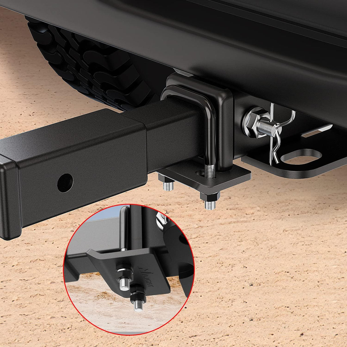 Trailer Hitch Extender 7 Inch Extension Length with Hitchs Tightener Anti Rattle Stabilizer for 2 Inch Receiver with 5/8 Inch Bolt Nut Clip 3,500 lbs GTW Matte Black