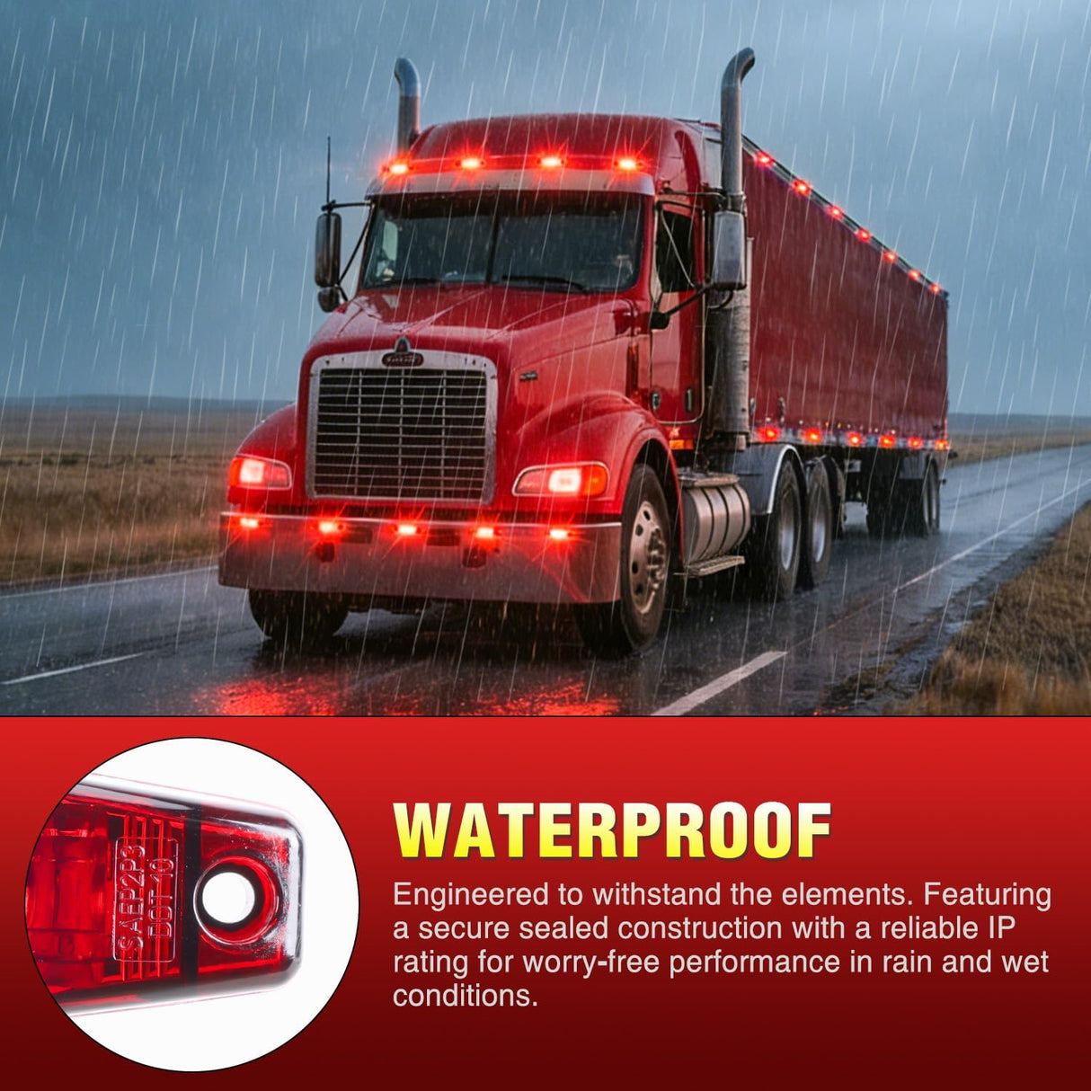 2.5 Inch Oval Side Marker Clearance Light 2 LED 8 Pack Red 80LM High Lumen Waterproof Surface Mount 12V Direct Wire for Truck Trailer Boat RV Semi