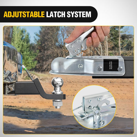 Straight Trailer Coupler with Security Latch&Chain for 1-7/8 Inch Hitch Ball, 3-Inch Channel,2000 LBS,Heavy Duty Trailler Tongue Coupler for Station Wagon, Truck, Bolted & Welded Installation