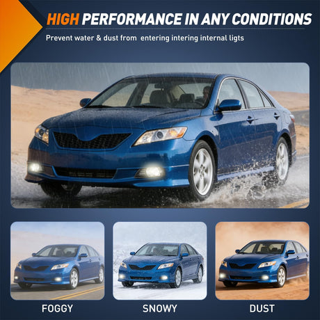 Fog Light Assembly Fog Lights Assembly Compatible with 2007 2008 2009 Toyota Camry Clear Lens Driver and Passenger Side w/H11 12V 55W Bulbs