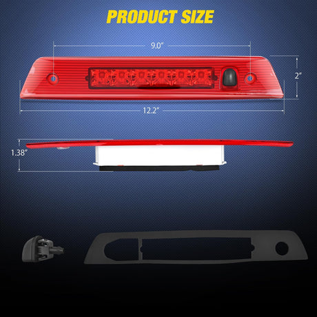 Third Brake Light Tail High Mount 3rd Stop Lights Red Lens Compatible with Jeep Grand Cherokee 2005 2006 2007 2008 2009 2010 Van SUV Rear Center Cab Lamp