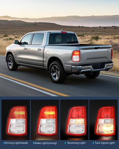Taillight Assembly Compatible with 2019 2020 2021 2022 2023 Dodge Ram 1500 Tail Light Replacement OE Style Driver Side with Bulbs