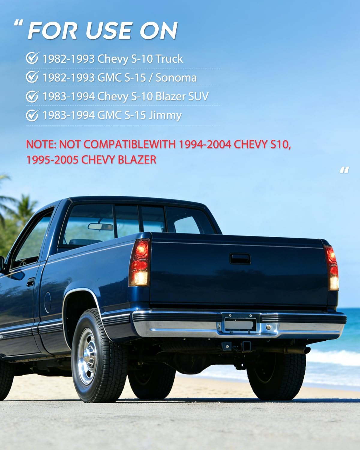 Taillight Assembly Compatible with 1982 1983 1984 1985 1986 1987 1988 1989 1990 1991 1992 1993 Chevy S10 Chevrolet S10 Blazer GMC S15 Sonoma Rear Tail Light Replacement Drive & Passenger Side