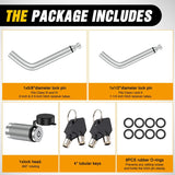 Trailer Hitch Lock Pin 1/2 Inch & 5/8 Inch Locking Receiver Hitch Pin Keyed Unique Weatherproof Anti-Theft Lockable Fits 2 Inch 2-1/2 Inch & 1-1/4 InchReceiver Tow Truck Boat Bike Truck Silver