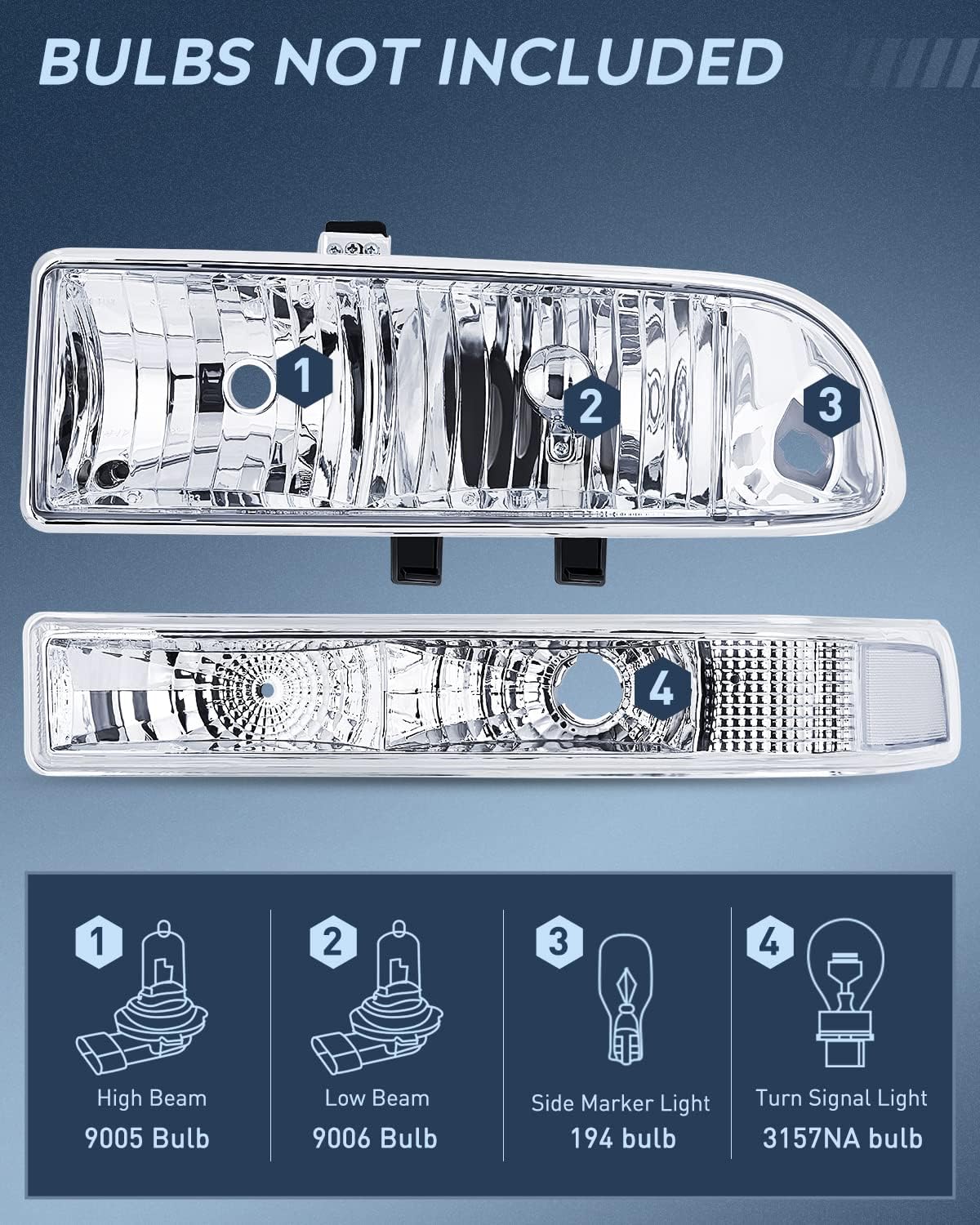 Headlight Assembly 1998 1999 2000 2001 2002 2003 2004 2005 Chevy Blazer S10 Headlight Assembly Chrome Case Clear Reflector