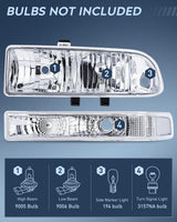 Headlight Assembly 1998 1999 2000 2001 2002 2003 2004 2005 Chevy Blazer S10 Headlight Assembly Chrome Case Clear Reflector