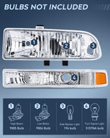 Headlight Assembly 1998 1999 2000 2001 2002 2003 2004 2005 Chevy Blazer S10 Headlight Assembly Chrome Case Amber Reflector