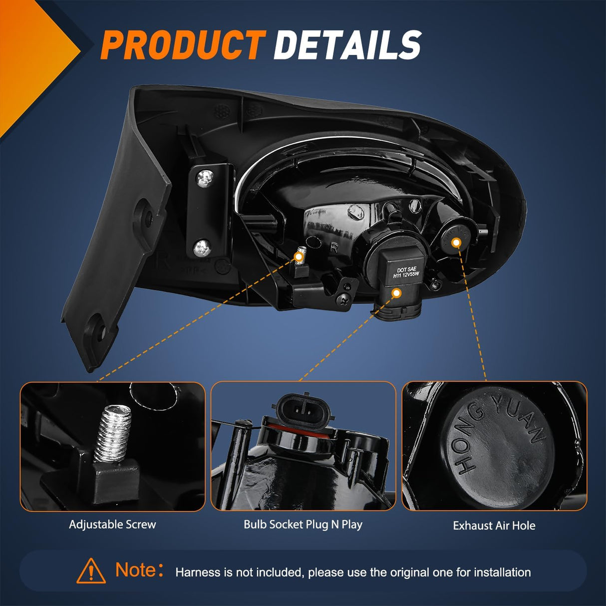 Fog Light Assembly Fog Lights Assembly Compatible with 2002 2003 2004 Acura RSX Left Driver and Right Passenger Side Clear Lens H11 12V 55W Bulbs