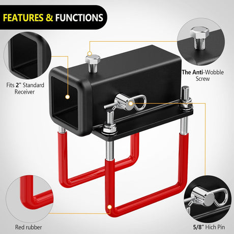 2 Inch RV Bumper Hitch Receiver with Hitch Pin Fits 4-4.5 Inch Beam, 200Lbs Tongue Weight Capacity Adapter, Travel Trailer Rear Bumper, Fit for Camper Bike Racks Cargo Carrier Car