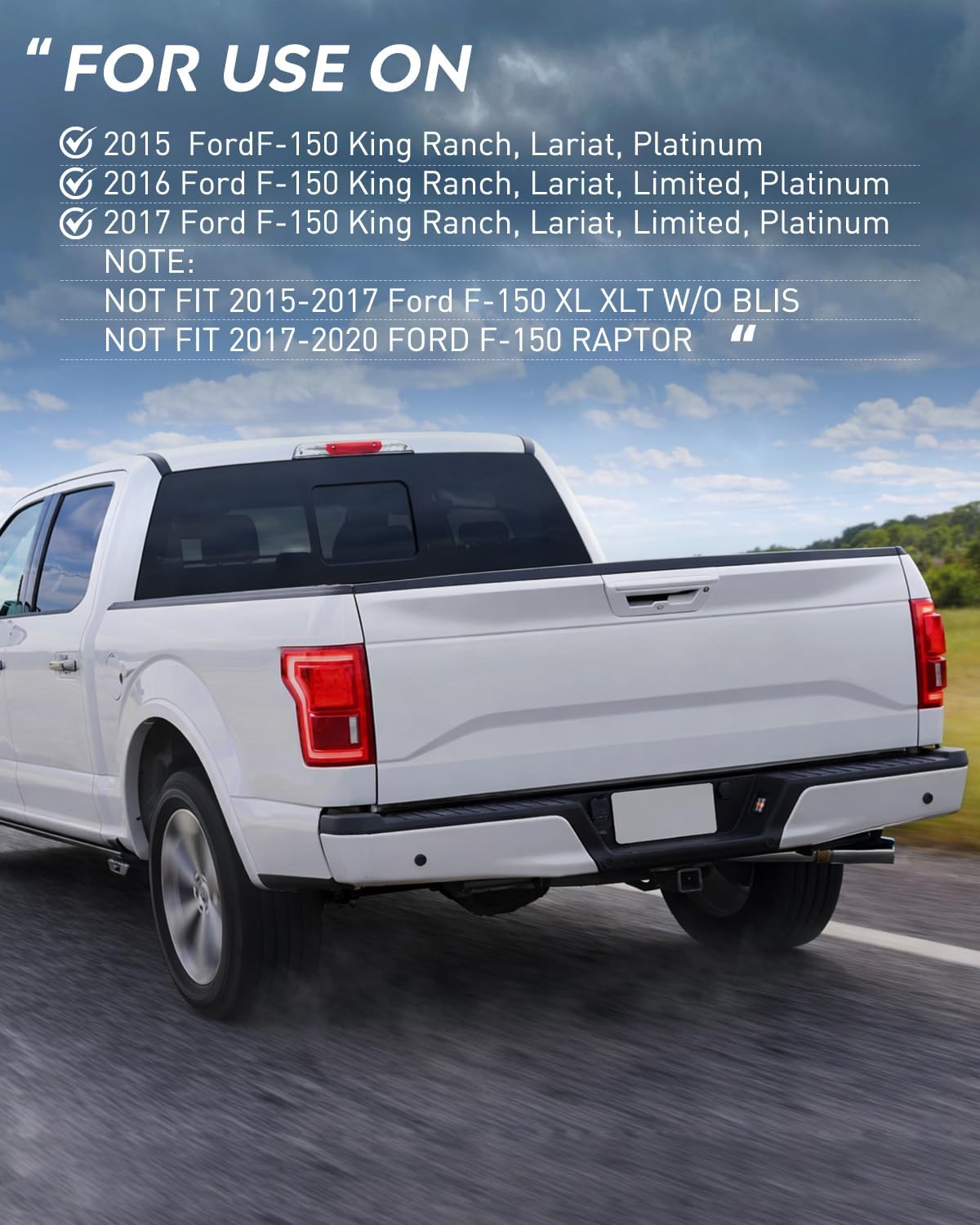 Taillight Assembly Compatible with 2015 2016 2017 Ford F150 F-150 Rear Tail Light with LED and Blind Spot System Lamp Replacement OE Style Radar Module NOT Included Passenger Side