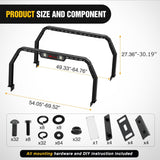 Adjustable 27-30 Inch High Truck Ladder Bed Rack Compatible with Tacoma/Tundra/Ram 1500/ Silverado/Sierra 1500/ F150/ Gladiator JT/Titan/Frontier/Colorado/Canyon/Ranger with 2 LED Lights