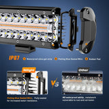 12Inch Off-Road LED Light Bar, 300W 3 Lighting Modes (White/Amber/White&Amber) Driving Fog Light Spot Flood Lights with 16AWG Wiring Harness for Truck Car ATV SUV Jeep Boat