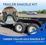 Trailer Axle Equalizer Shackle Kit Double Eye Springs Suspension | Fits 3500 to 5200 lbs Axles Dual Stage Anti Rust Coating includes Nylon Bushings Bolts Nuts Straps Repair Parts Black