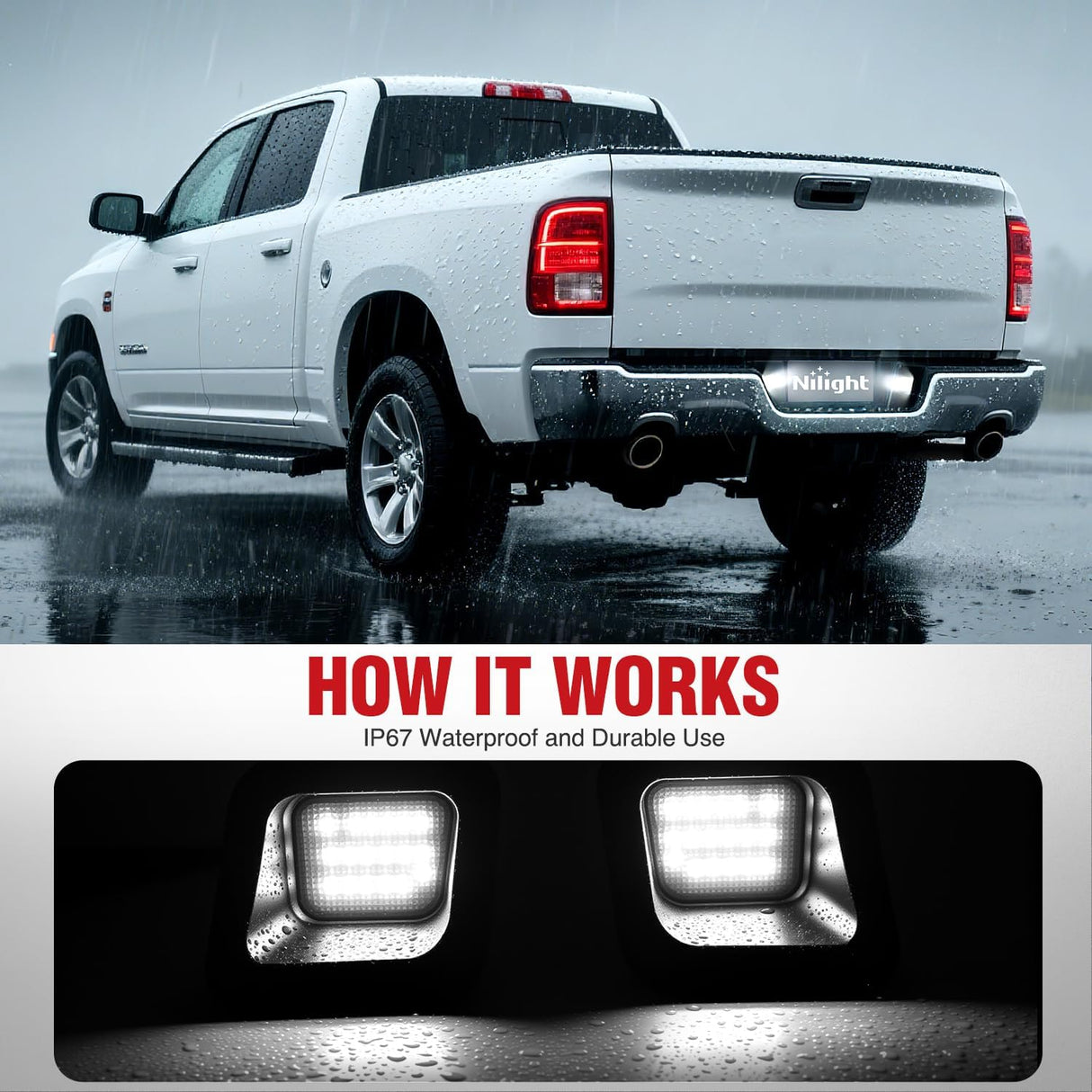 License Plate Lights Compatible with 2003 2004 2005 2006 2007 2008 2009 2010 2011 2012 2013 2014 2015 2016 2017 2018 Dodge Ram with Smoke Lens Black housing 6000K White 2PCS Pack
