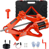 Electric Car Jack 3 Ton 6600LBS Floor Jack Kit Automatic 12V Electric Scissor Lift Jack Portable Repair Tool with Remote Control Double Jack Pads for Car Tire Change Replacement, Orange Red