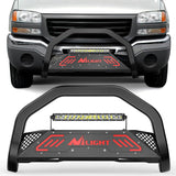 Bull Bar with Light fits 1999-2006 Chevy Silverado & GMC Sierra (07 Classic)/ 2000-2006 Suburban Tahoe & Yukon & XL / 2002-2006 Avalanche Front Bumper Grille Guard with Skid Plate Licence Hole