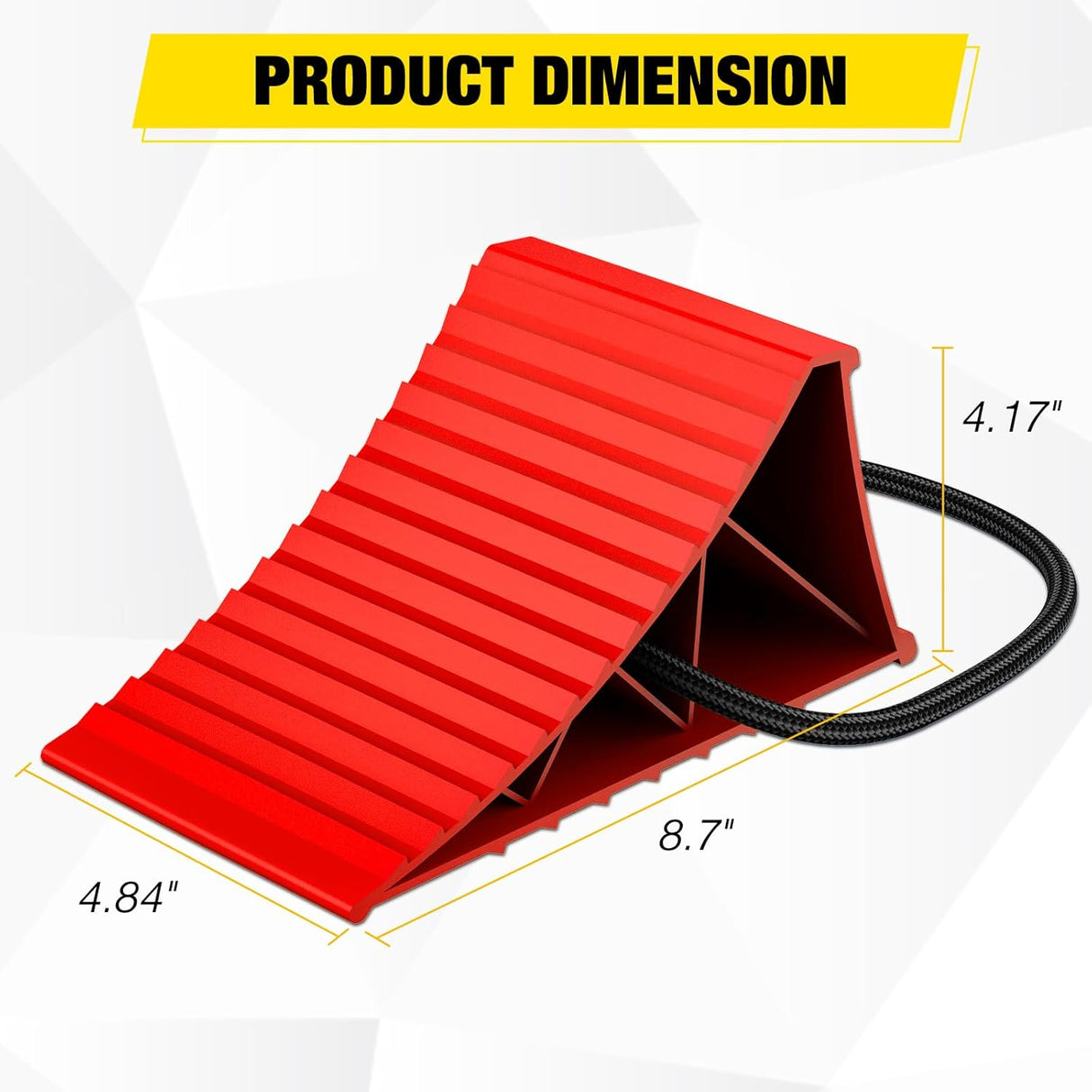 Wheel Chocks, Heavy Duty Wheel Stopper for Car, Truck, RV, Trailer, Caravan, Motorcycle, 8.7 Inch x 4.8 Inch x 4.2 Inch, 2-Pack(Red)