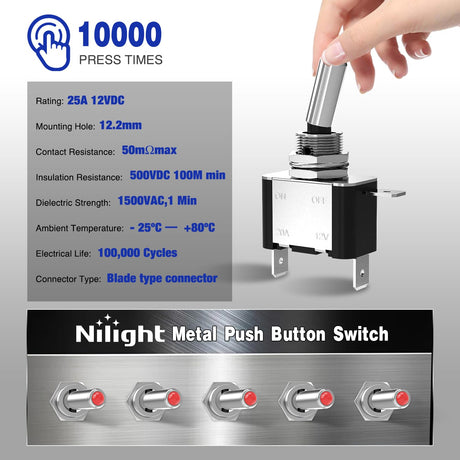 3PCS Red LED Toggle Switches 12V 20A 3 Pin 2 Position ON Off SPST Heavy Duty Rocker Switch for Auto Car Marine RV Vehicles Truck Boat Dash