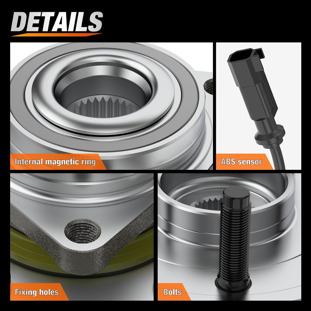 Wheel Bearings and Hub Assembly for Dodge Ram 1500 2002-2005 W/ABS | Direct Replacement, Smooth & Quiet Operation, Heavy-Duty Construction-2Pack