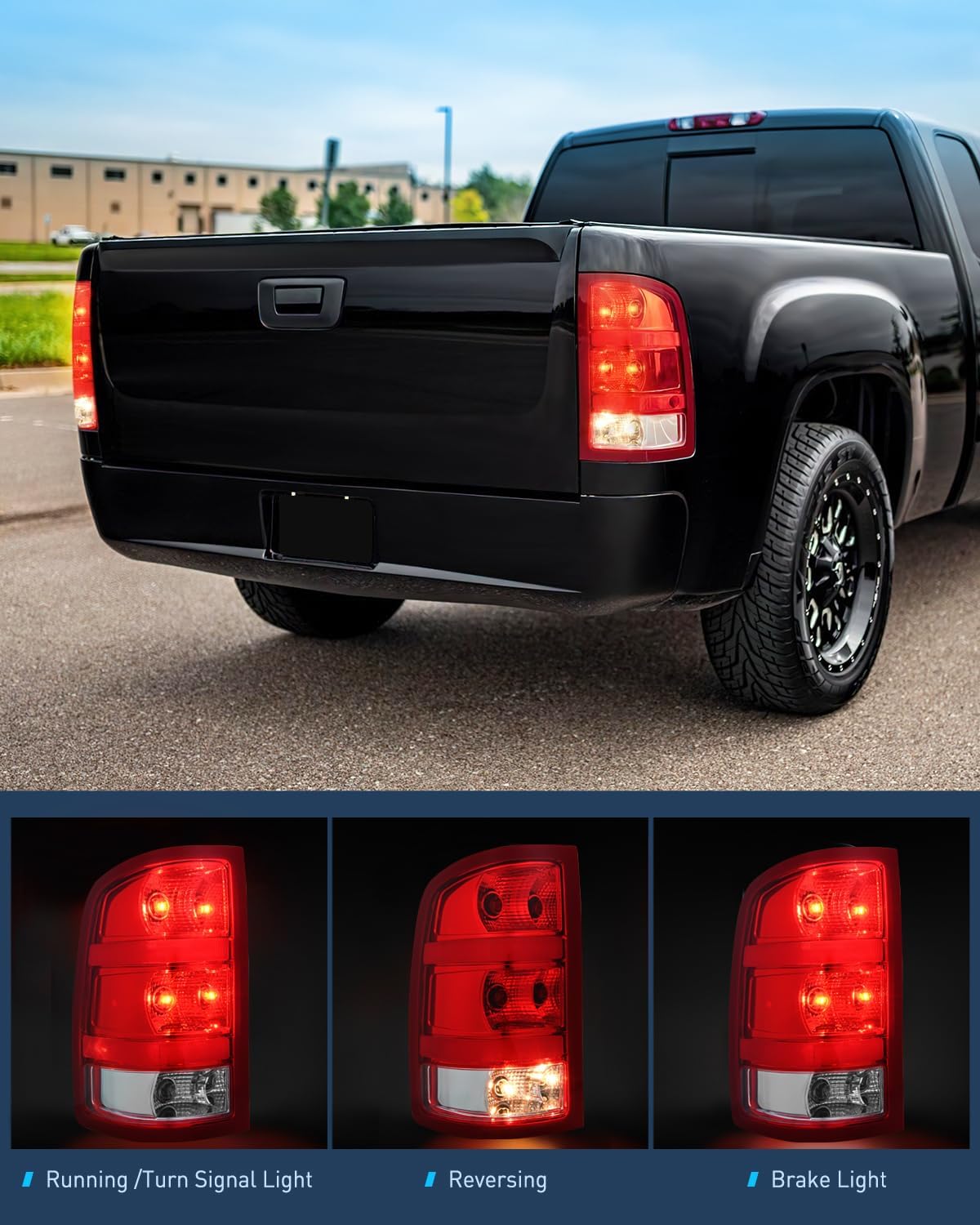 2007-2013 GMC Sierra 1500 2500HD 3500HD Taillight Assembly Rear Lamp Replacement OE Style Driver Passenger Side Nilight