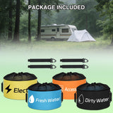 4 Pack RV Hose Storage Bag, Waterproof Utility Bag with Drawstring Mesh Top RV Storage and Organization Bags Container for Sewer, Fresh Water Hoses Electrical Cords Camper Tools Accessories