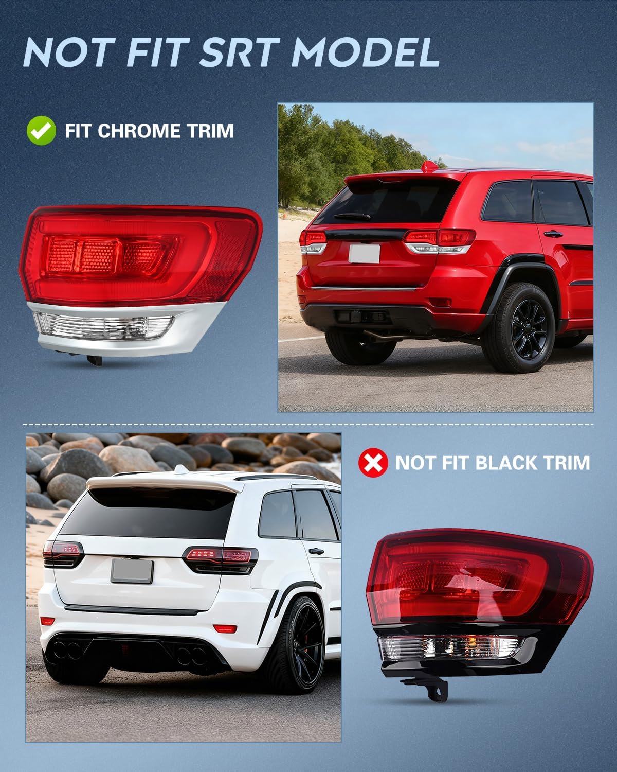 Taillight Assembly Compatible with 2014 2015 2016 2017 2018 2019 2020 Jeep Grand Cherokee Laredo/Limited/Overland/Summit Tail Lights Outer Passenger Side w/Bulbs