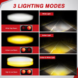 7/8 Inch Handlebar LED Light Pods 3 Inch White Amber Dual Color | 2 PCS 40 W Spot Beam Driving Fog Auxiliary Offroad Lamp with 16AWG Wiring Harness Kit for 12V Motorcycle Motorbike Dirt Bike