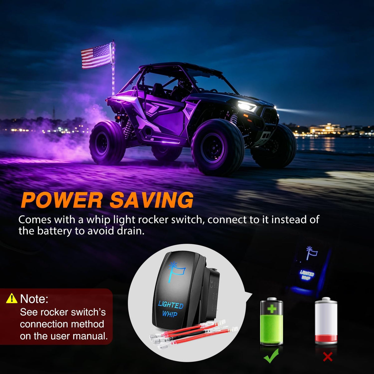 RGB LED Whip Light 1PC 4FT Spiral Antenna Whips | APP and Remote Control with DIY Chasing Patterns Brake Reverse Functions and Spring Base for ATV UTV RZR Can Am and Jeep