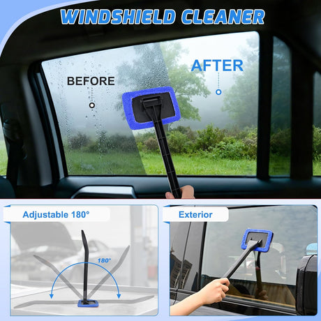 15PCS Car Detailing Kit Auto Cleaning Tools Wash Set with Storage Carry Bag Beginners Easy to Use for Interior Exterior Car Care Clean Windshield Dashboard Seat Air Vents Wheels Tires, Blue