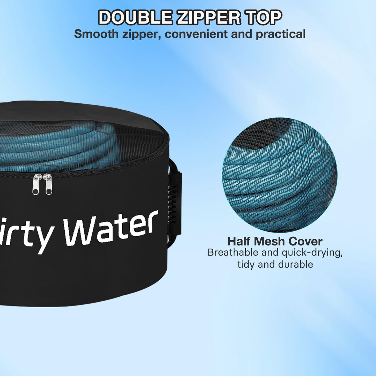 1 Pack RV Sewer Hose Storage Bag, Waterproof Utility Bag with Visible Cover Dual Zipper Closure RV Storage & Organization for Sewer Fresh Water Hoses Electrical Cords Camper Tools Accessories